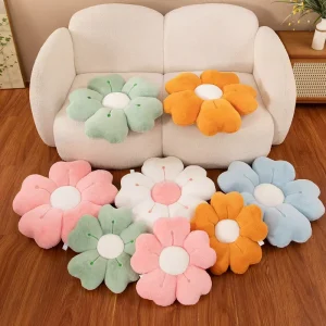 Orange Yellow White Daisy Flower Seat Cushion Plush Toy Throw Pillow Bow Rabbit Fleece Cushion Backrest Tatami Bay Window Mat