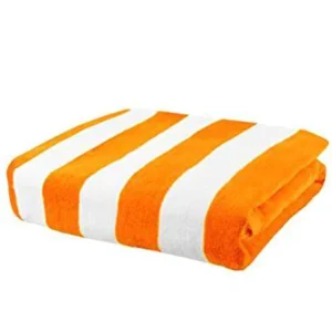 Orange and White Striped 100% Cotton Pool Beach Towel Orange Jacquard Sports Towel