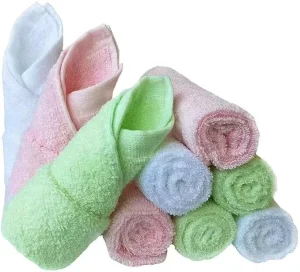 Organic Bamboo Baby Washcloth Quick Dry Soft Comfortable Face Cloth in Various Colors for Children’s Bathroom