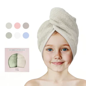 Organic Bamboo Fabric Hair Towel for Kids and Adults Custom Color Hair Drying Towels Wrap Green Bamboo Viscose Hair Turban