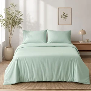Organic Bamboo King Bedding Set 300TC Duvet Cover Flat Fitted Sheet Pillowcase Eco-Resort Hotel Manufacturer OEM