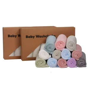 Organic Bamboo Terry Face Square Towel Ultra Absorbent Newborn Washcloths Towel Bamboo Baby Bath Washcloths