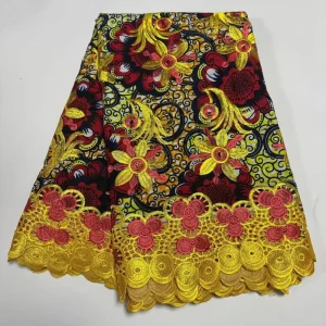 Organic Batik Dobby Embroidery Cloth Computer Lace Tropical Pattern Wedding