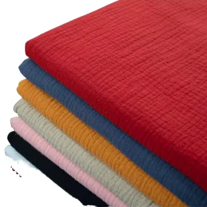 Organic Combed 100% Cotton Double Gauze Muslin Fabric Breathable Eco Friendly 120 GSM Lightweight Woven Shirts Dresses