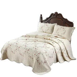 Organic Cotton Eco Friendly Breathable All Season Wedding Bedspreads American Style Quilted Comforters with Handmade Embroidery