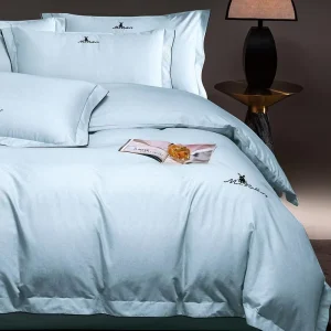 Organic Cotton Exquisite Embroidery Luxury All Season Eco Friendly Comforter Duvet Cover Set Bed Sheets for Hotels Weddings Home