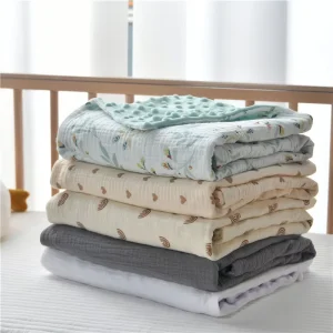Organic Cotton Gauze Blanket 100% Disposable Solid Baby Muslin Swaddle Wraps Newborn Baby Swaddle Blankets