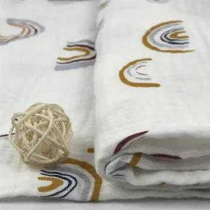 Organic Cotton Gauze Muslin Printed Patterned Fabric for Baby 120gsm Combed Yarn Woven Technique for Pillow for Boys Girls