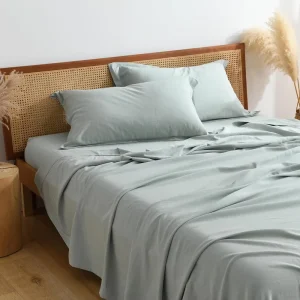 Organic Cotton Linen Textured Bed Sheet Set 15” Deep Pocket Soft Cool Breathable Durable Factory Direct