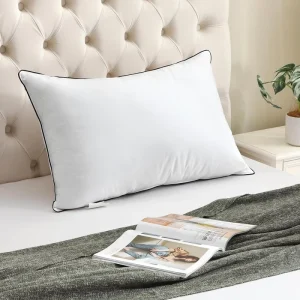 Organic Cotton Pillow Filled with 1000g 30% Duck Down 70% Feathers for Neck and Bed Sleep Support