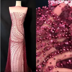 Organic Eco-Friendly Beaded Tube Embroidered 3D Heavy Duty Lace Embroidery Sequin for Wedding Gown Dress