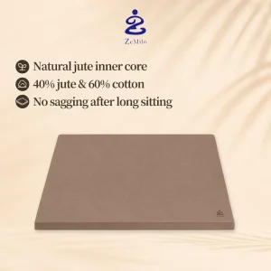 Organic Hemp Cotton Square Quadrate Meditation Cushion with Glue Free Formaldehyde Free Core for Yoga