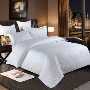 Organic Luxury Jacquard Design Woven Bed Sheets Set Breathable Solid-Color Anti-Bacteria 400TC Egyptian Cotton 4 Pieces