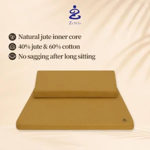 Organic Plant Fiber Portable Crescent Meditation Seat Pad with Removable Washable Cover for Studio