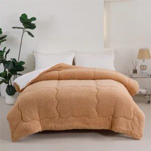 Organic Two sided Sherpa Polyester Duvet Bedding Set Fluffy Simple Winter Warm Reversible 200x230cm 3kg Hotel Home 1pcs
