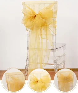 Organza Chair Sashes Bowknot Band Wedding Party Decoration