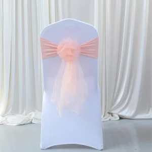 Organza Flower Elastic Chair Belt for Wedding Event Decoration Party Chair Sashes Bow tie