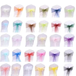 Organza Wedding Chair Decoration Chair Sashes Knot Chairs Bow Cover for Wedding Party