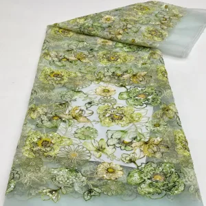 Organza+Print+Beads+Sequin Embroidery Fabric for Women’s Dresses, Performance Costumes, Shoes, Bags, Hats, and Beaded Embroidery