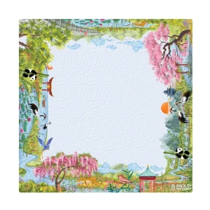 Oriental Landscape Mahjong Game Mat Cherry Blossom Panda Crane Print Non Slip Square Table Cover for American Mahjong Party