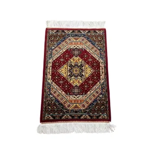 Oriental Nomadic Tribal Modal Carpet 60*90cm with Mulberry Silk Woven Tassels Animal Pattern Wall Tapestry