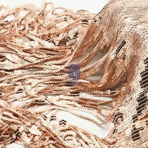 Original Factory Mesh Tulle Wedding Embroidered Knitted 100% Polyester Plain Gold Sequin Fringe Lace Fabric