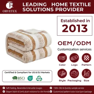 Orvetex Custom Design Sturdy Multi-purpose Modern Minimalist Style 100% Polyester Fiber Ultra-fine Fiber Soft Flannel Blanket