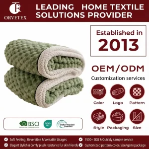 Orvetex Custom Factory 100% Polyester Soft Flame Retardant Flannel Blanket for FOUR SEASONS
