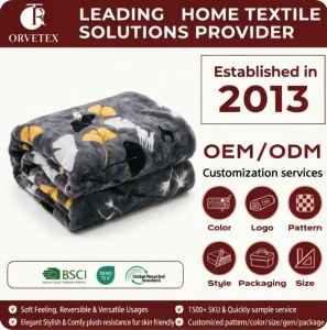 Orvetex European and American Printed Pattern Raschel Blanket Bedding Soft and Dust proof Mite Resistant
