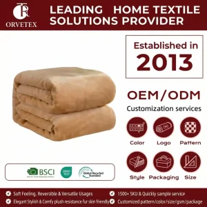 Orvetex Factory Customized Package Soft Waterproof Flannel Blanket for Bed