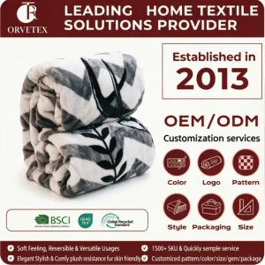 Orvetex Factory Customized Thick and Soft Raschel Plush Bed Blanket for Winter Thickening and Warmth