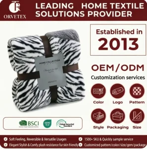 Orvetex Factory Durable Soft Waterproof Flannel Blanket for Home Travel Airplane Sofa Bed Gift
