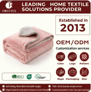 Orvetex Factory Luxury Premium Plush Suitable for Winter Washable Double-layer Solid Faux Rabbit Fur & Flannel Blanket