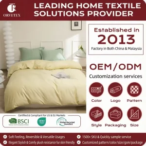 Orvetex of 100% Polyester Stuff jacquard Fiber Striped Pattern Hotel Comforter Set