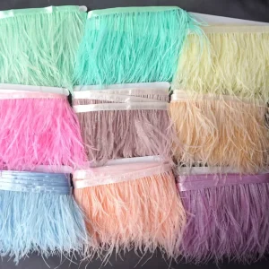 Ostrich Feather Trim 8-10cm Width Dyed Fringe Tassel for Garment