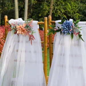 Other Wedding Ceremony Decorations Aisle Pew Church Chair Silk Artificial Fabric Flowers Sashes Back Organza