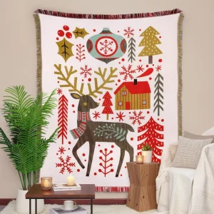 Outdoor Camping Blanket Moisture Picnic Mat Woven Printed Aubusson Jacquard Tapestry Christmas Model Sofa Towel Cover Machine