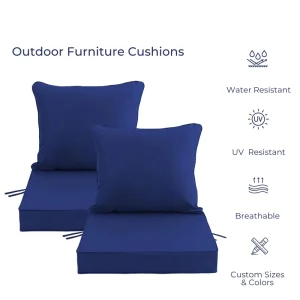 Outdoor Deep Seat Cushion Set Waterproof Woven Polyester Patio Chair Cushions with Fast-Dry Foam Filling