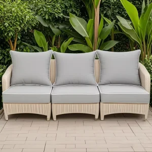 Outdoor Deep Seat Cushion Set of 3 Patio Chair Cushion and Pillow Water Resistant Sectional Sofa