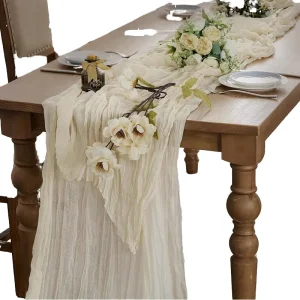 Outdoor Dining Wedding Table Runner Cheesecloth Eco Friendly Polyester for Home Hotel