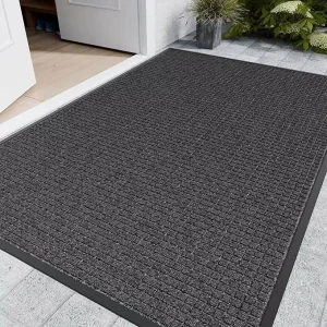 Outdoor Front Door Mats Rubber Backing Non Slip Durable Grid Pattern Machine Made Stain Fade Resistant Dust removing Carpet