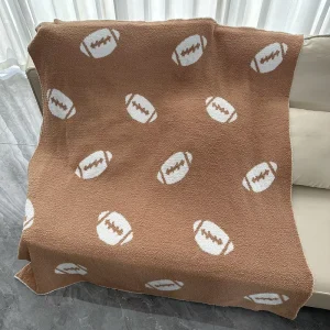Outdoor Indoor American Sherpa Football Blanket Rugby Baseball Printed Cozy Blankets Baby Fleece Knitted Game Day Blanket
