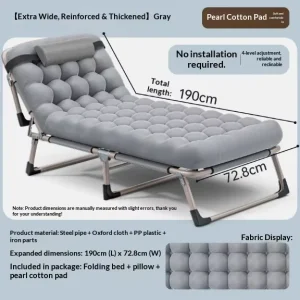 Outdoor Leisure Multi functional Folding Bed Office Rest Installation free Sitting and Lying down Marching Bed