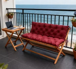 Outdoor Tufted Bench Cushion 3.25″ Thick Replacement Swing Chair Cushion Ties Plush Outdoor Sofa Cushion for Porch