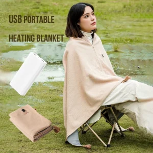 Outdoor Use Cordless USB Electric Heated Blanket Shawl With Power Bank