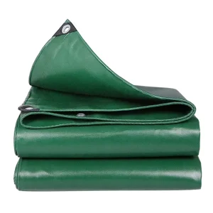 Outdoor Waterproof PVC Coated 400 500 600gsm 12x12m 10x15m Green Canvas Roof Tarpaulin with Eyelets