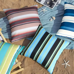 Outdoor Waterproof Pillow Covers Stripe Print Sun Lounger Patio Cushions Cover Outdoor Tent Garden Decoration Sofa Pillow