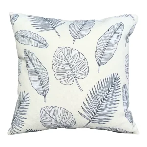 Outdoor Waterproof UV Resistant Plant Pattern Printed Square Polyester Linen Detachable Cushion Cover