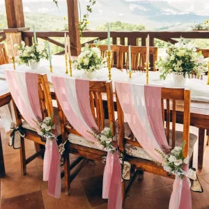 Outdoor Wedding Chair Sashes Aisle Decorations Fiber Cloth Draping Bali Yarn Backrest Chiffon Fabric for Church Auditorium Party