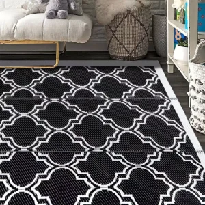 OutdoorLines Reversible Woven Plastic Area Rug UV Stain Resistant Portable RV Carpet for Patio Camping Straw Mats for Outdoor